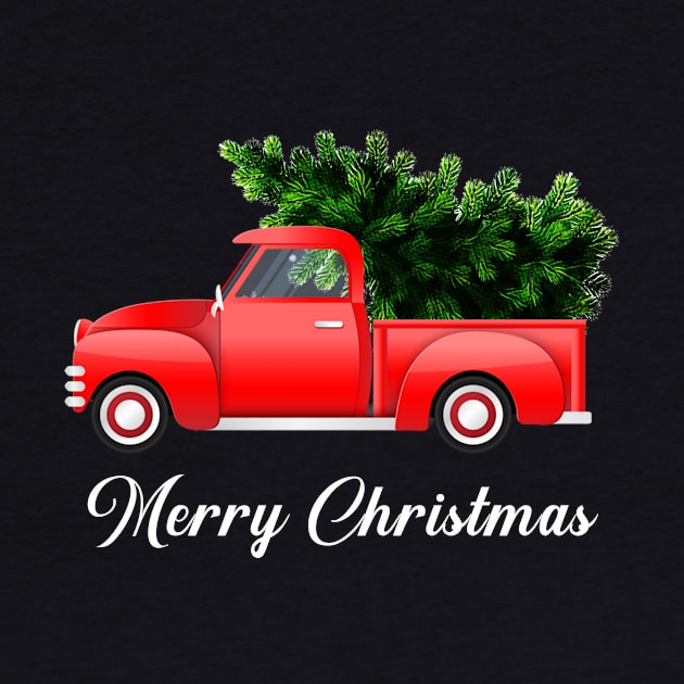 Merry Christmas Retro Vintage Red Truck by Soema